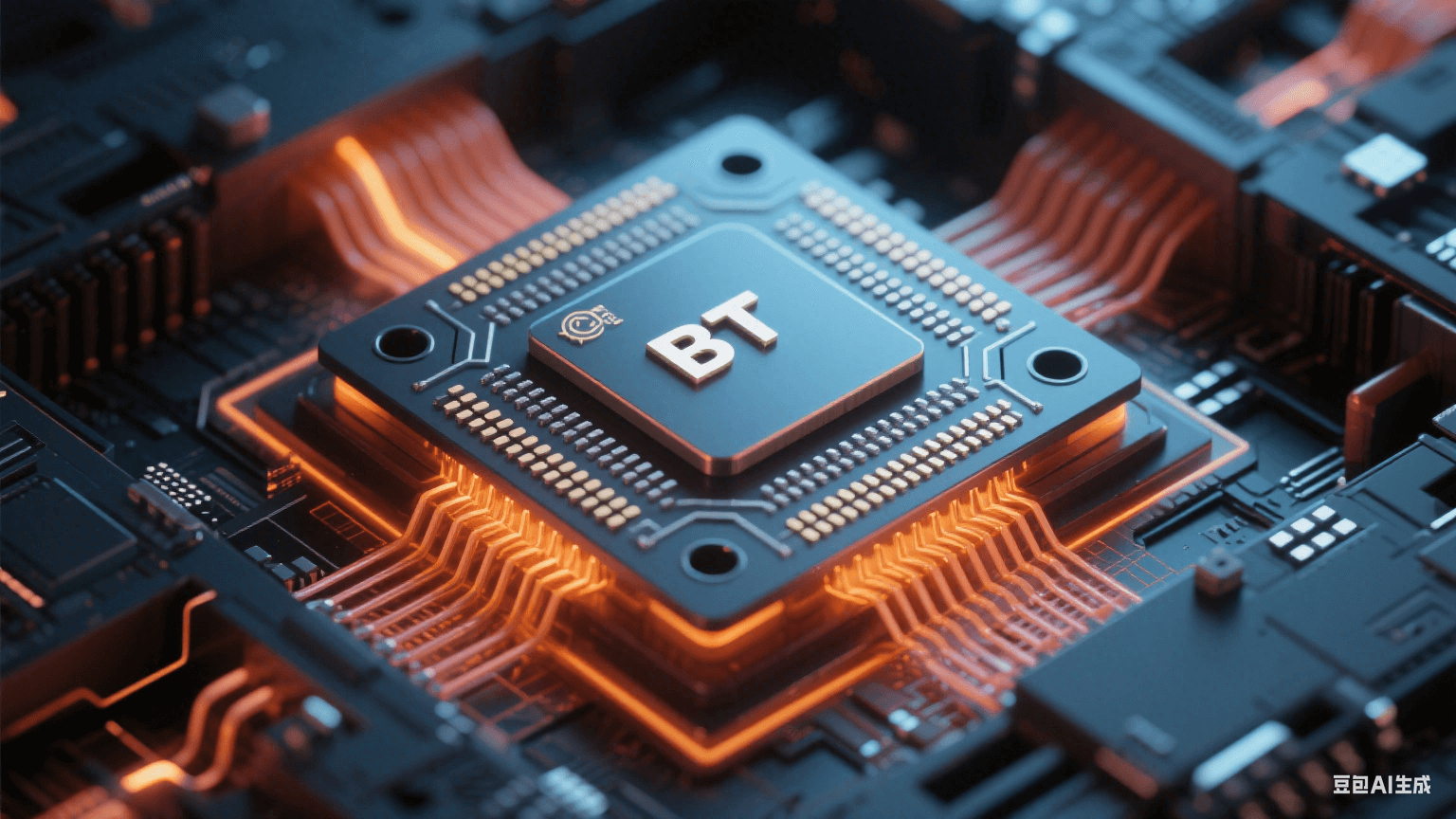 HDI 基板三層結(jié)構(gòu)示意圖，展示微孔互連與積層布線設(shè)計(jì)，線寬 / 線距 30μm 級(jí)高密度線路排列