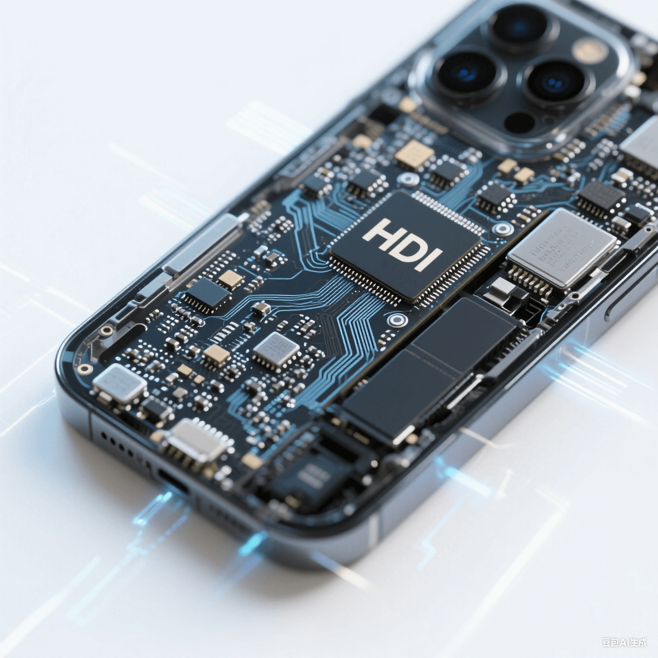 HDI 技術(shù)在智能手機主板中的應(yīng)用。