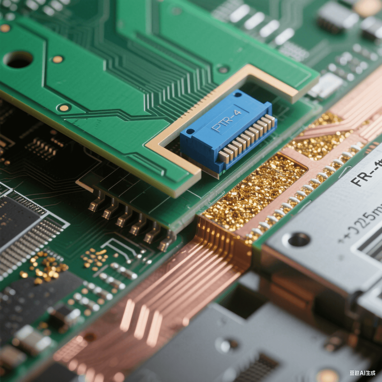 局部化混壓結構：PTFE模塊精準嵌入FR-4基板，環(huán)氧-氧化鋁樹脂填充0.1mm間隙