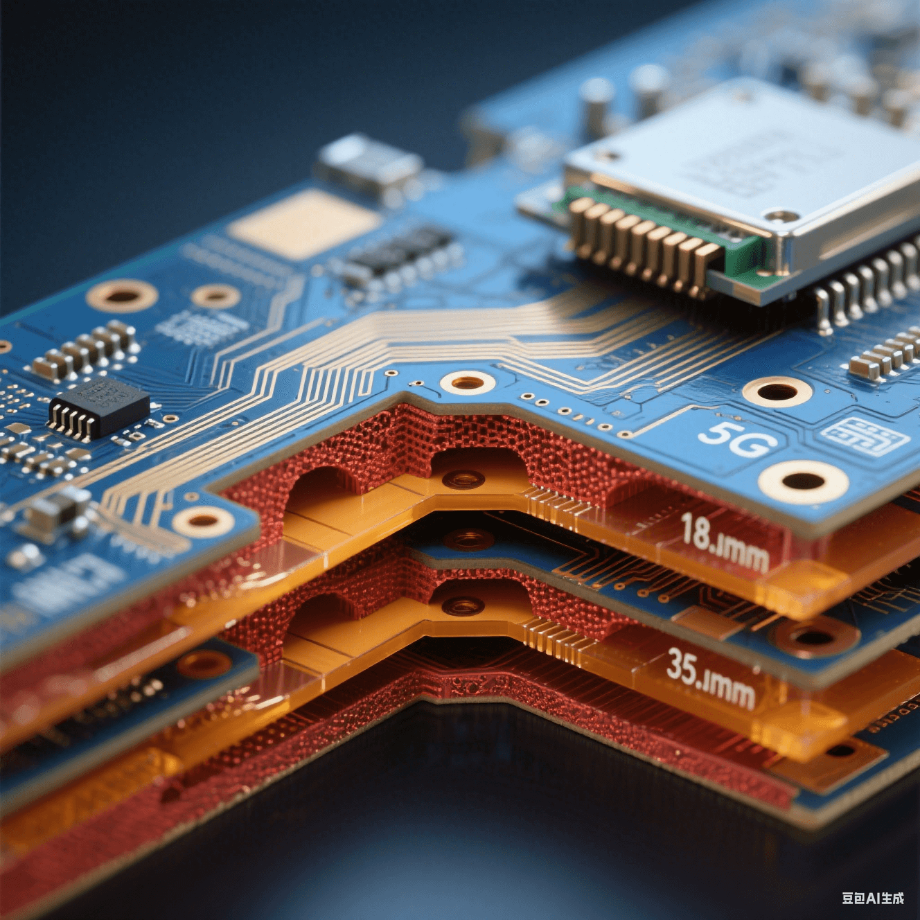 8層PCB剖面結(jié)構(gòu)展示信號層、電源層與地層堆疊