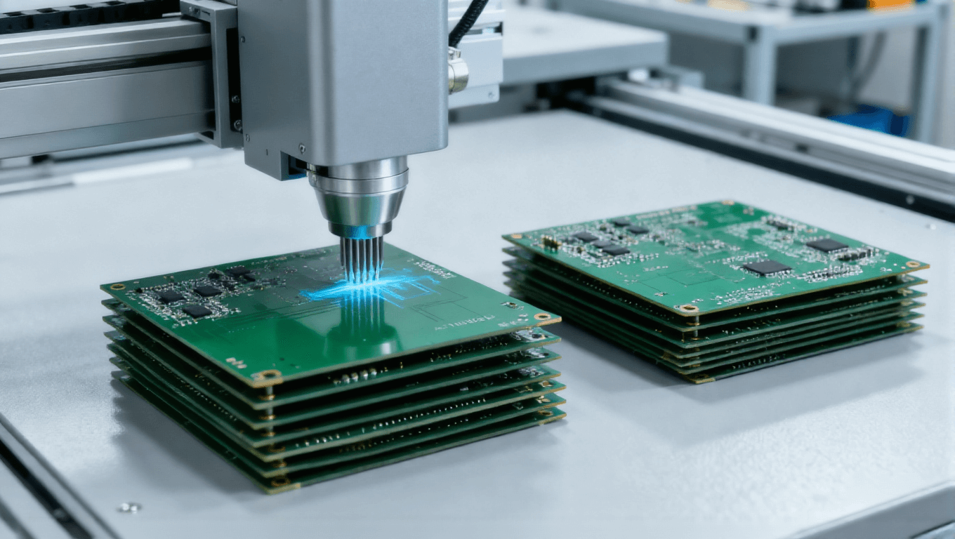 工業(yè)控制4層PCB飛針5%抽測場景，覆蓋良品與不良品將漏測率降至0.2%