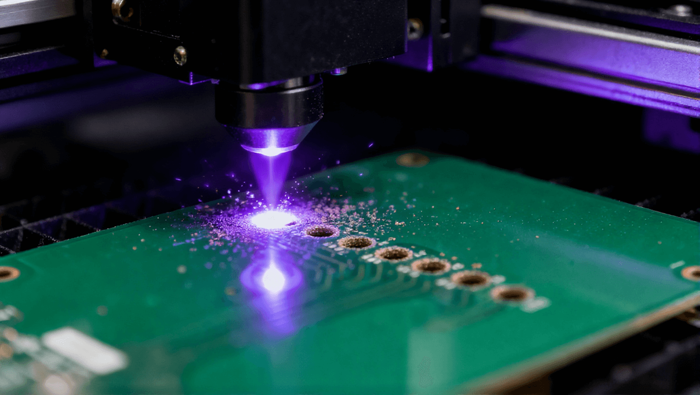 激光鉆孔機(jī)在HDI板上形成微孔的高科技制造場(chǎng)景 激光鉆孔機(jī)在HDI板上形成微孔的高科技制造場(chǎng)景