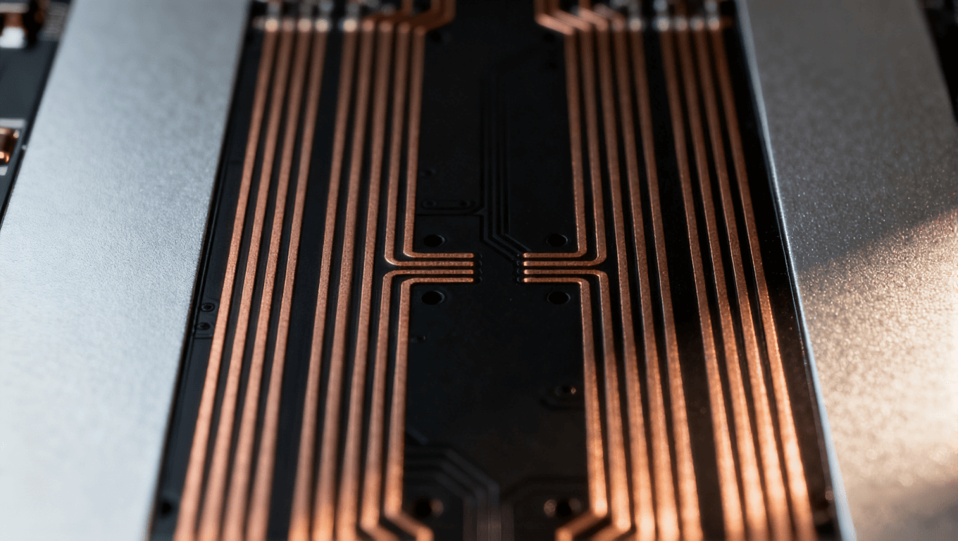 高速光模塊PCB差分對(duì)線路布局特寫 精密電磁設(shè)計(jì)科技感 高速光模塊PCB差分對(duì)線路布局特寫 精密電磁設(shè)計(jì)科技感